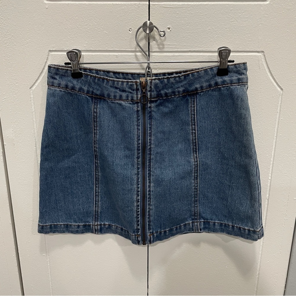 Altar'd State Zipper Denim Mini Skirt